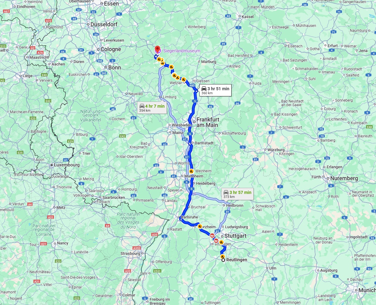 Anreise von Reutlingen Zu Siegen Über via A5