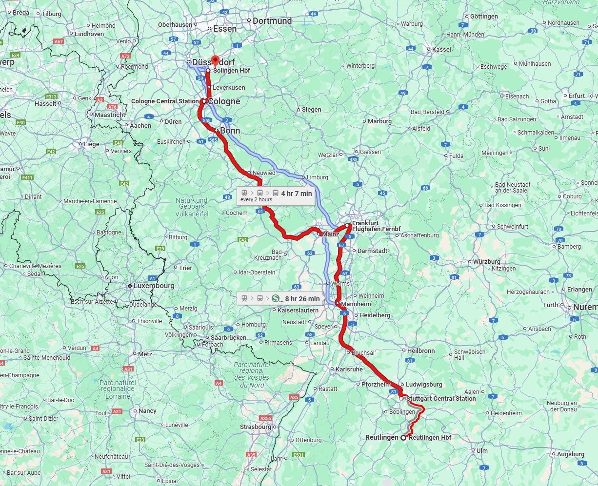Anreise von Reutlingen Zu Solingen Über 