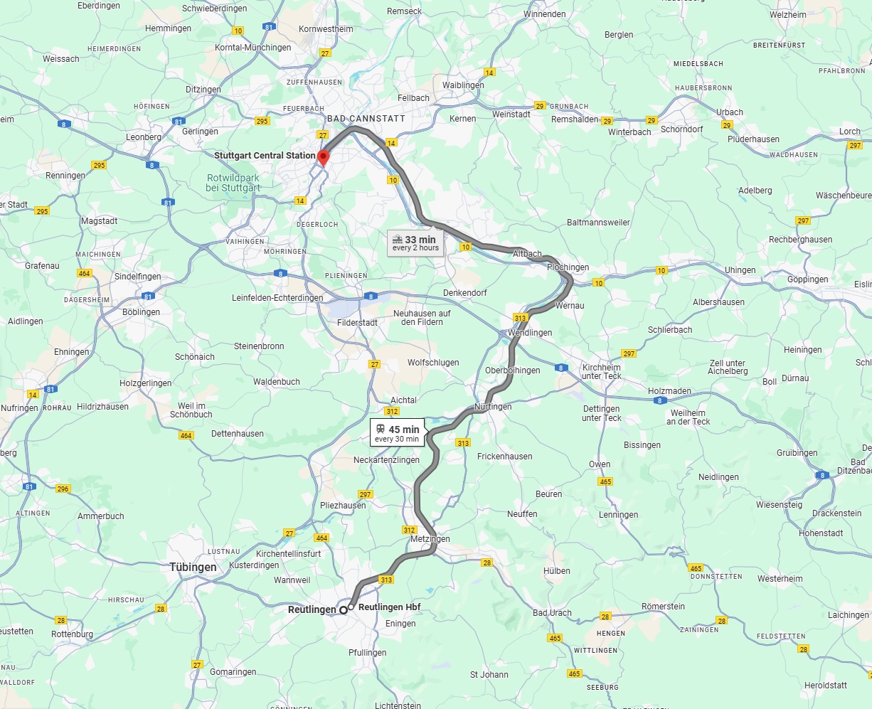 Anreise von Reutlingen Zu Stuttgart Über 