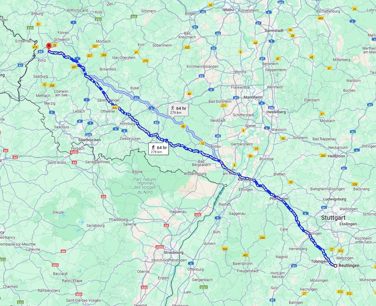 Anreise von Reutlingen Zu Trier Über 