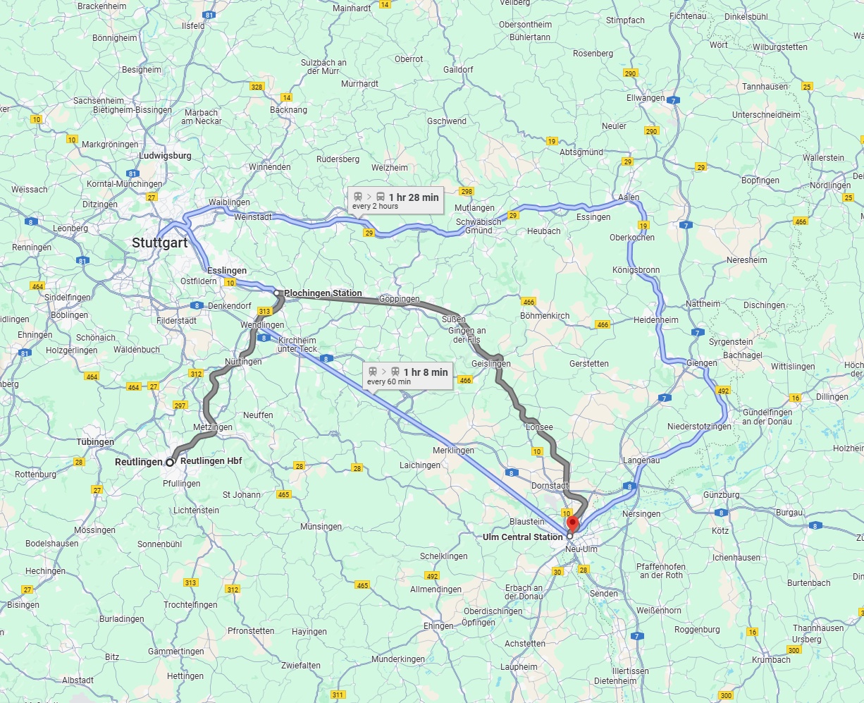 Anreise von Reutlingen Zu Ulm Über 