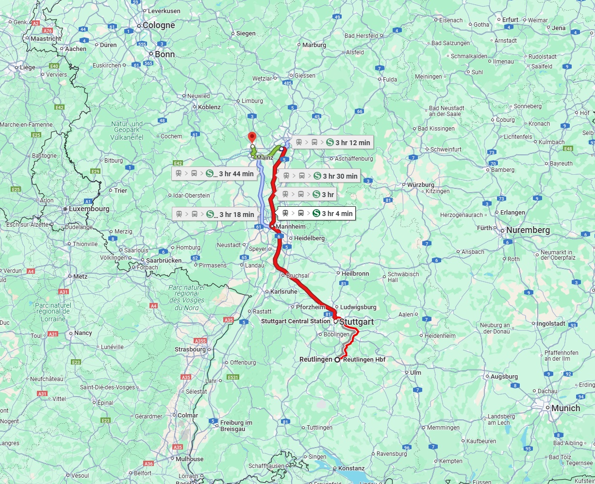 Anreise von Reutlingen Zu Wiesbaden Über 
