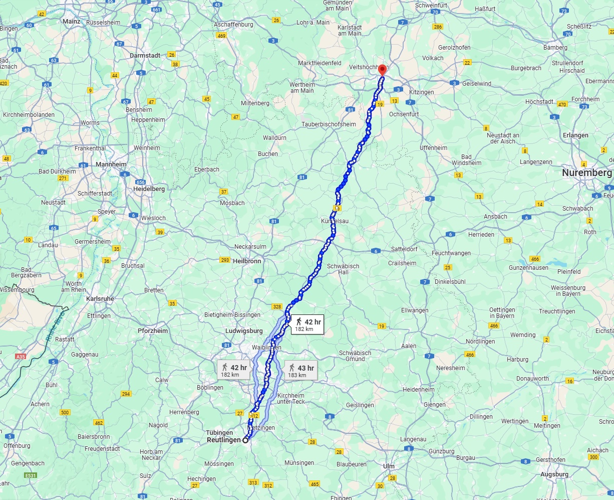 Anreise von Reutlingen Zu Würzburg Über 