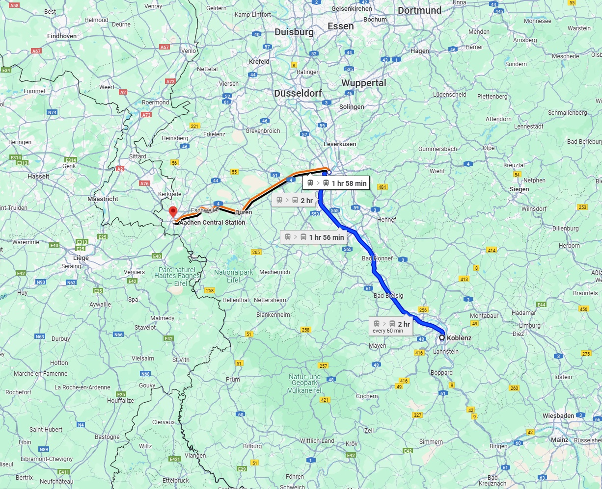 Anreise von Koblenz Zu Aachen Über 
