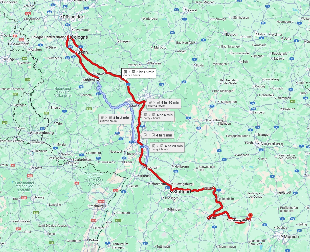 Anreise von Koblenz Zu Augsburg Über 