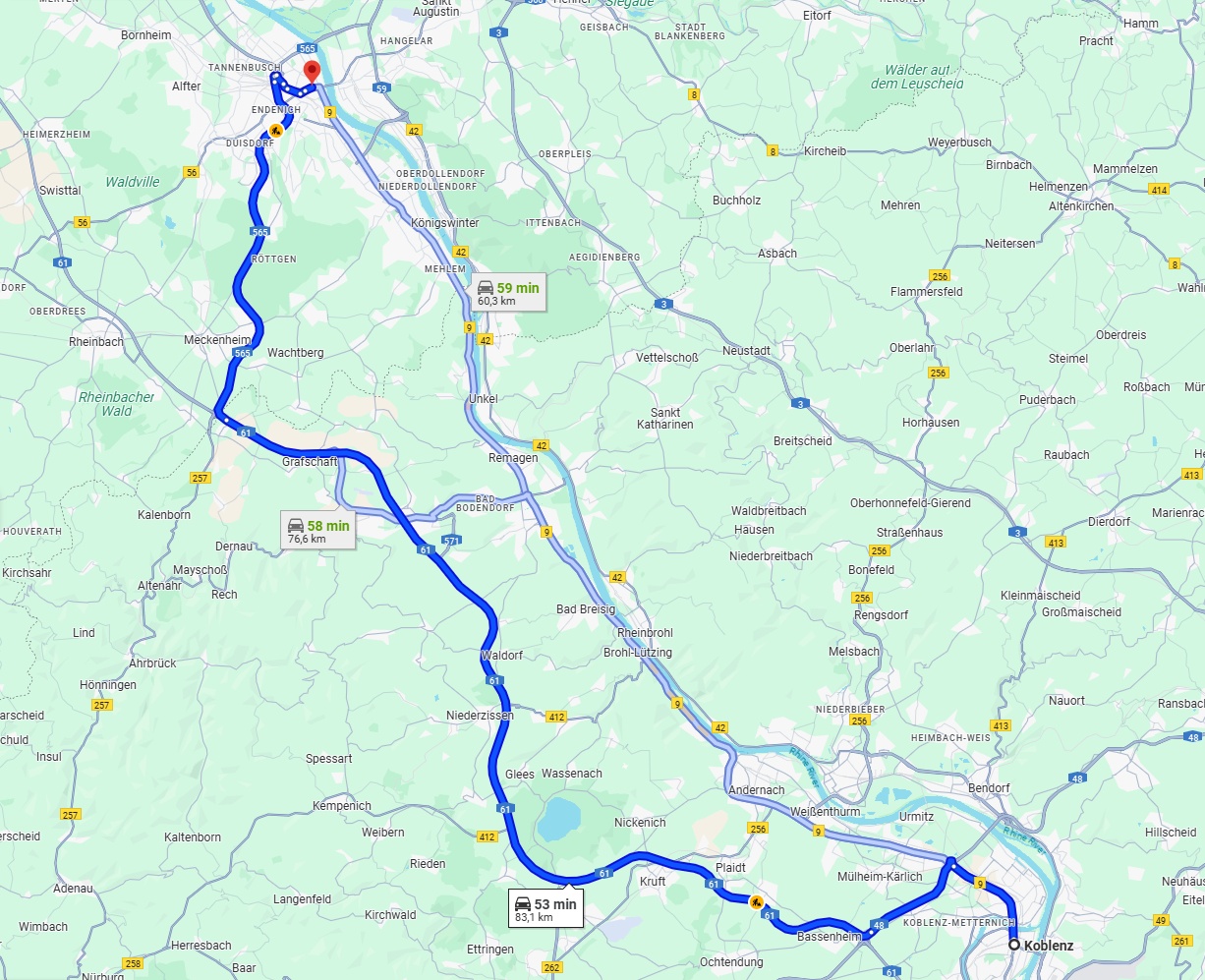 Anreise von Koblenz Zu Bonn Über via A61