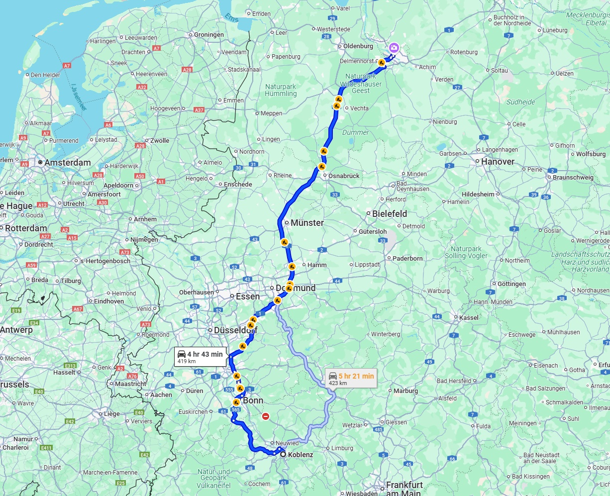 Anreise von Koblenz Zu Bremen Über via A1