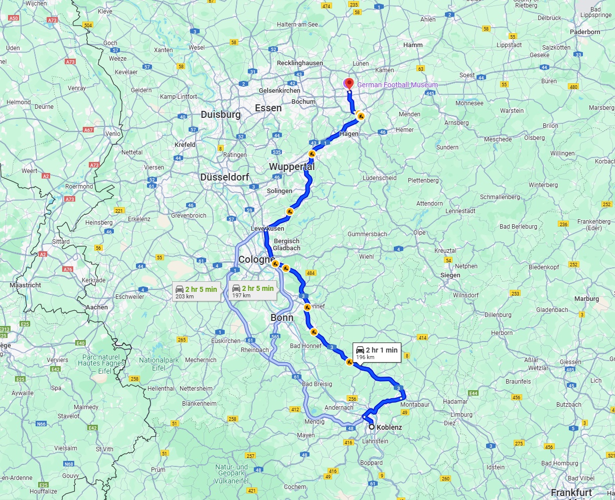 Anreise von Koblenz Zu Dortmund Über via A3 and A1