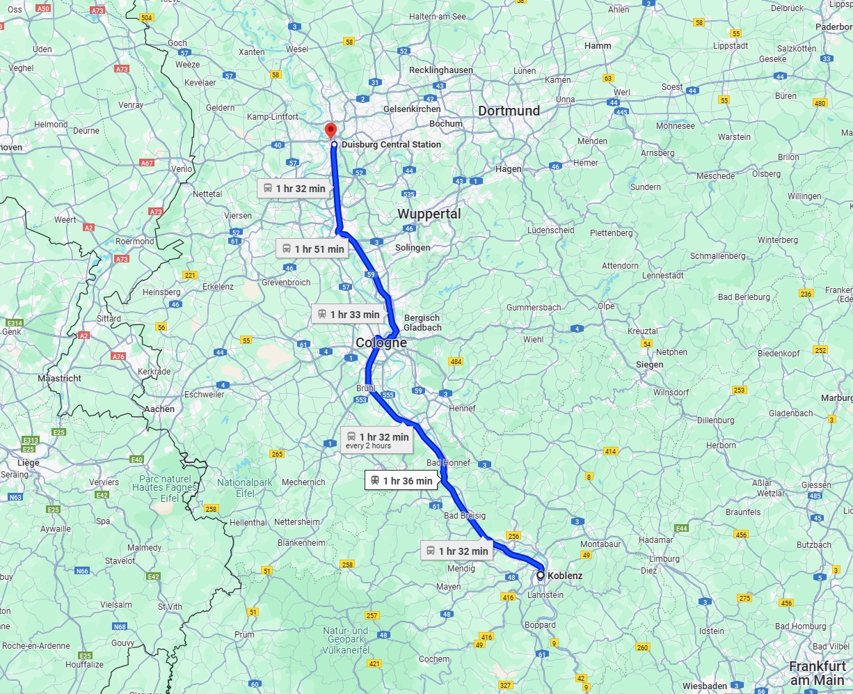 Anreise von Koblenz Zu Duisburg Über 