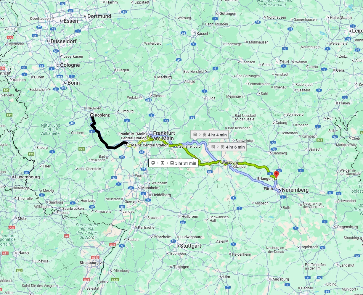 Anreise von Koblenz Zu Erlangen Über 