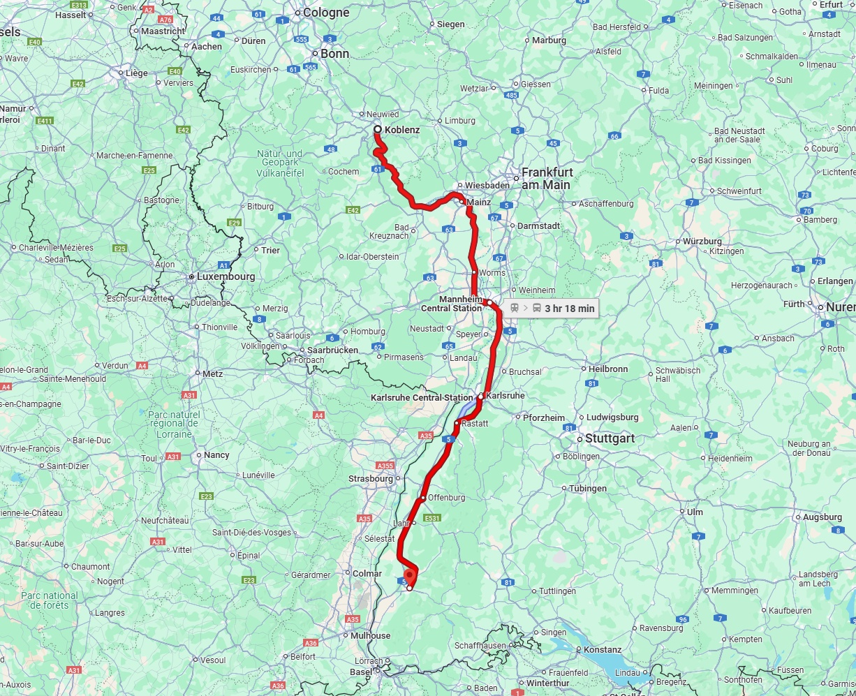 Anreise von Koblenz Zu Freiburg im Breisgau Über 