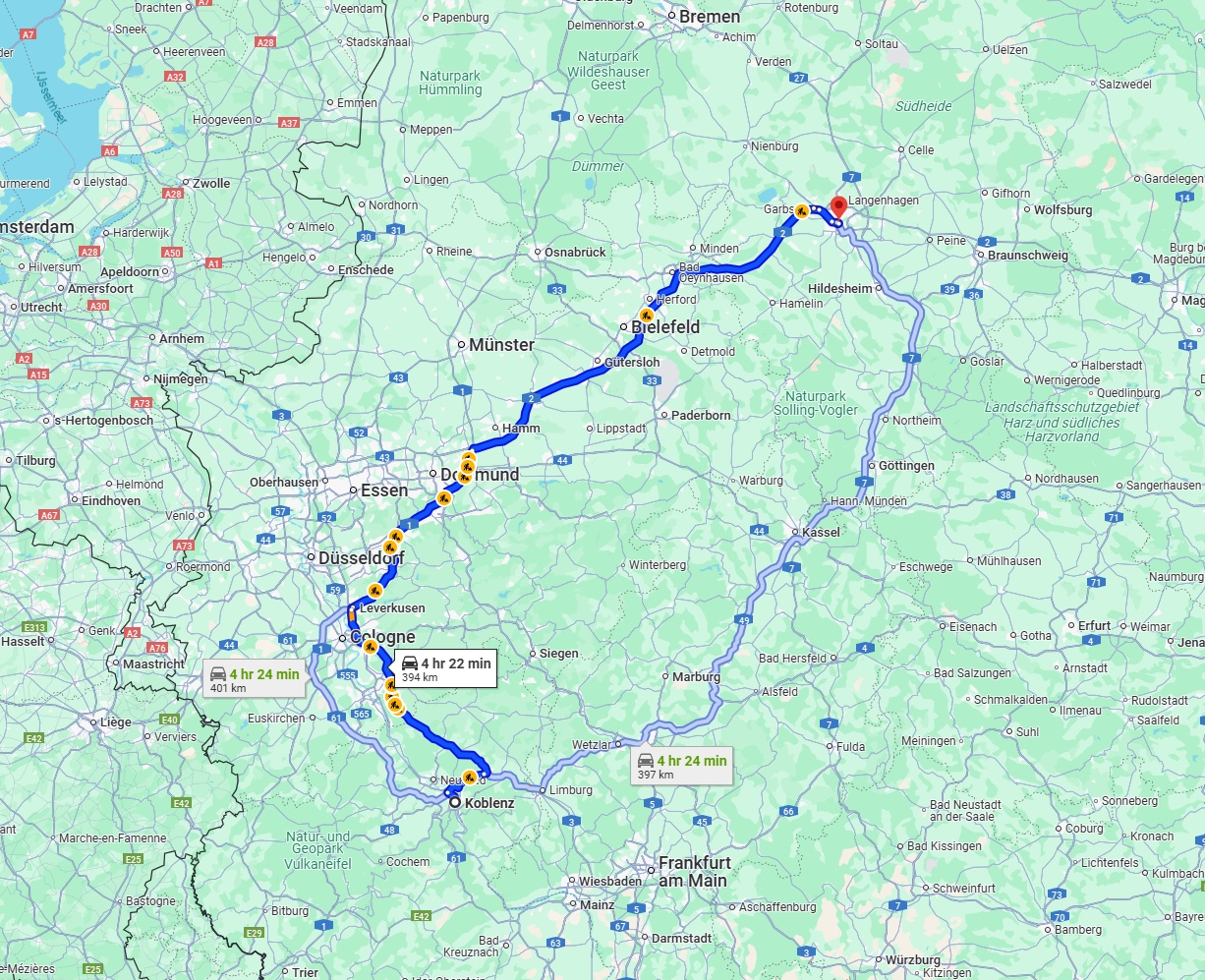 Anreise von Koblenz Zu Hannover Über via A2