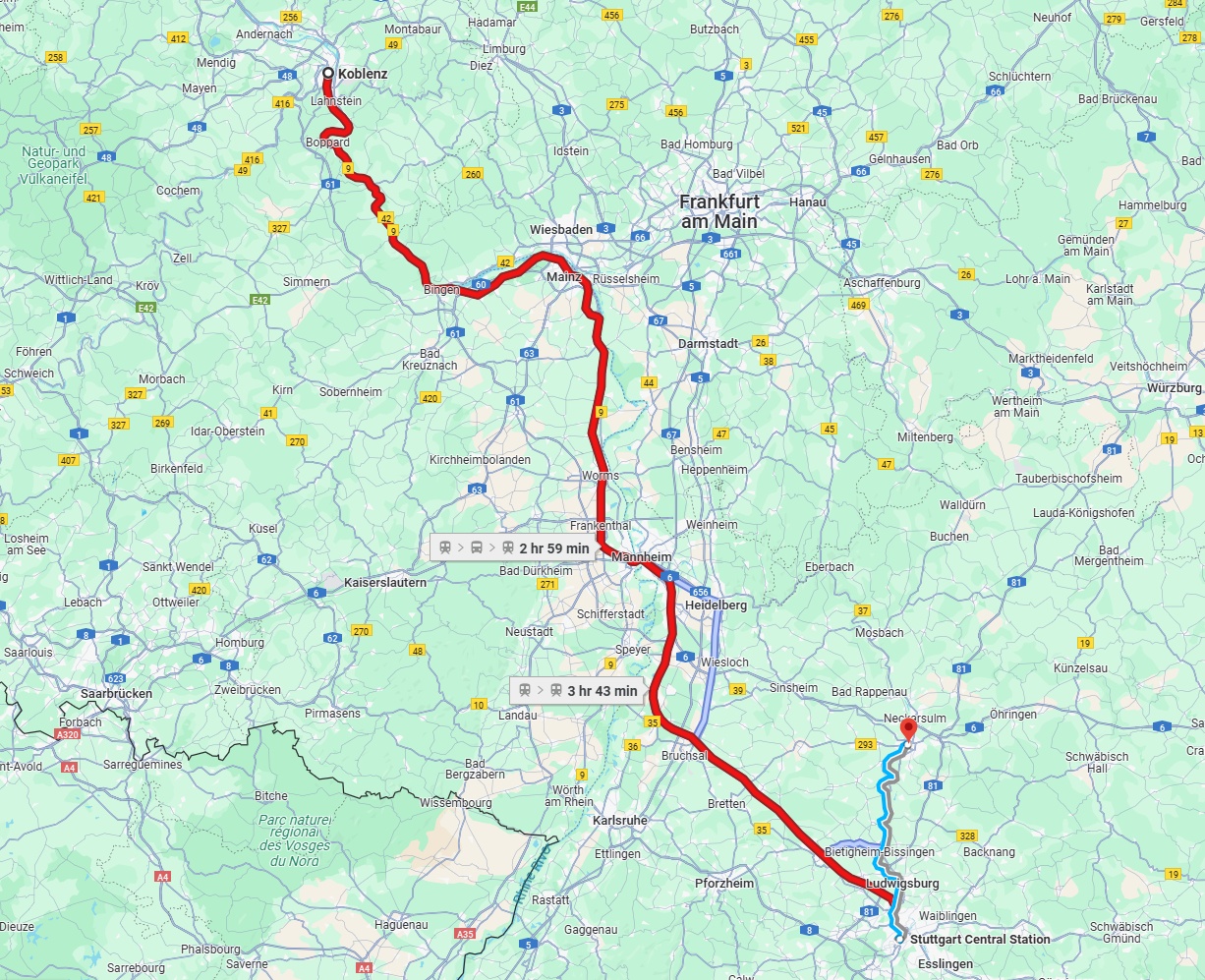 Anreise von Koblenz Zu Heilbronn Über 