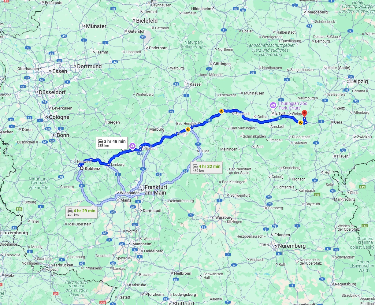 Anreise von Koblenz Zu Jena Über via A4
