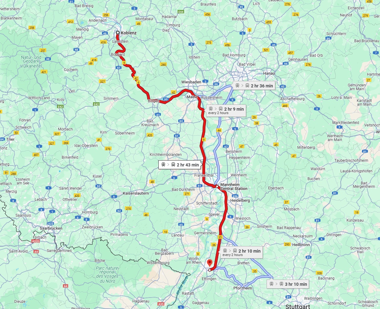 Anreise von Koblenz Zu Karlsruhe Über 