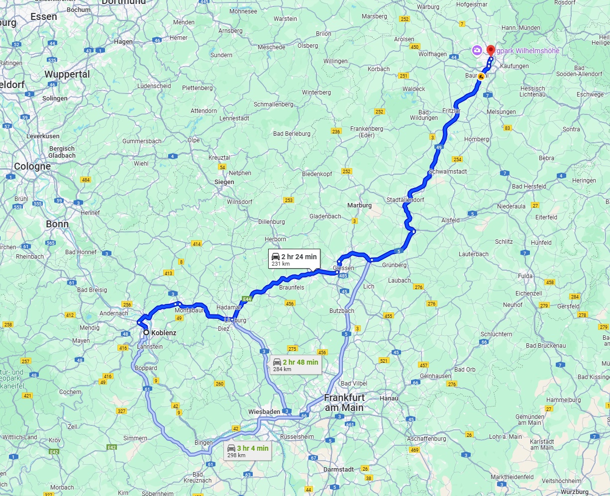 Anreise von Koblenz Zu Kassel Über via A49