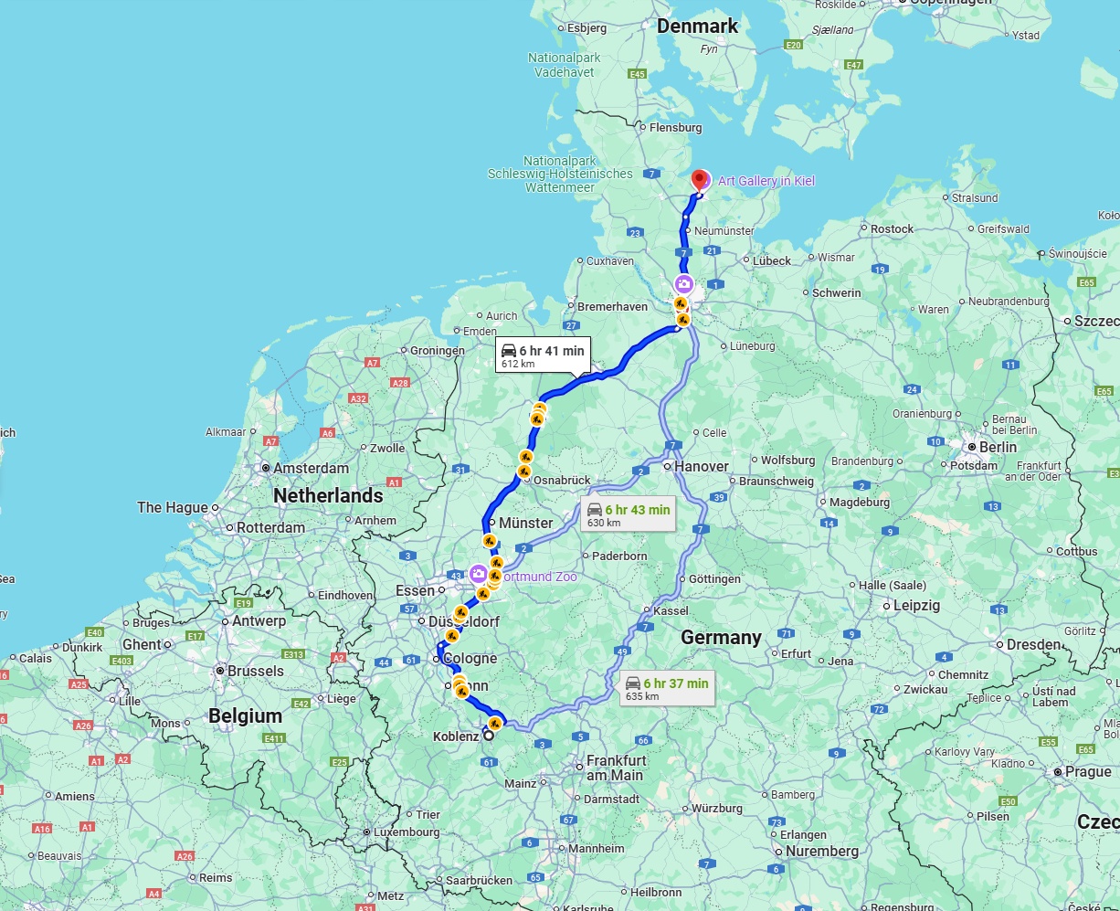 Anreise von Koblenz Zu Kiel Über via A1
