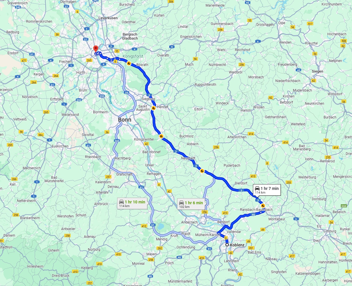 Anreise von Koblenz Zu Köln Über via A3