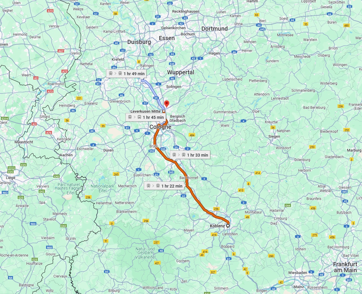 Anreise von Koblenz Zu Leverkusen Über 