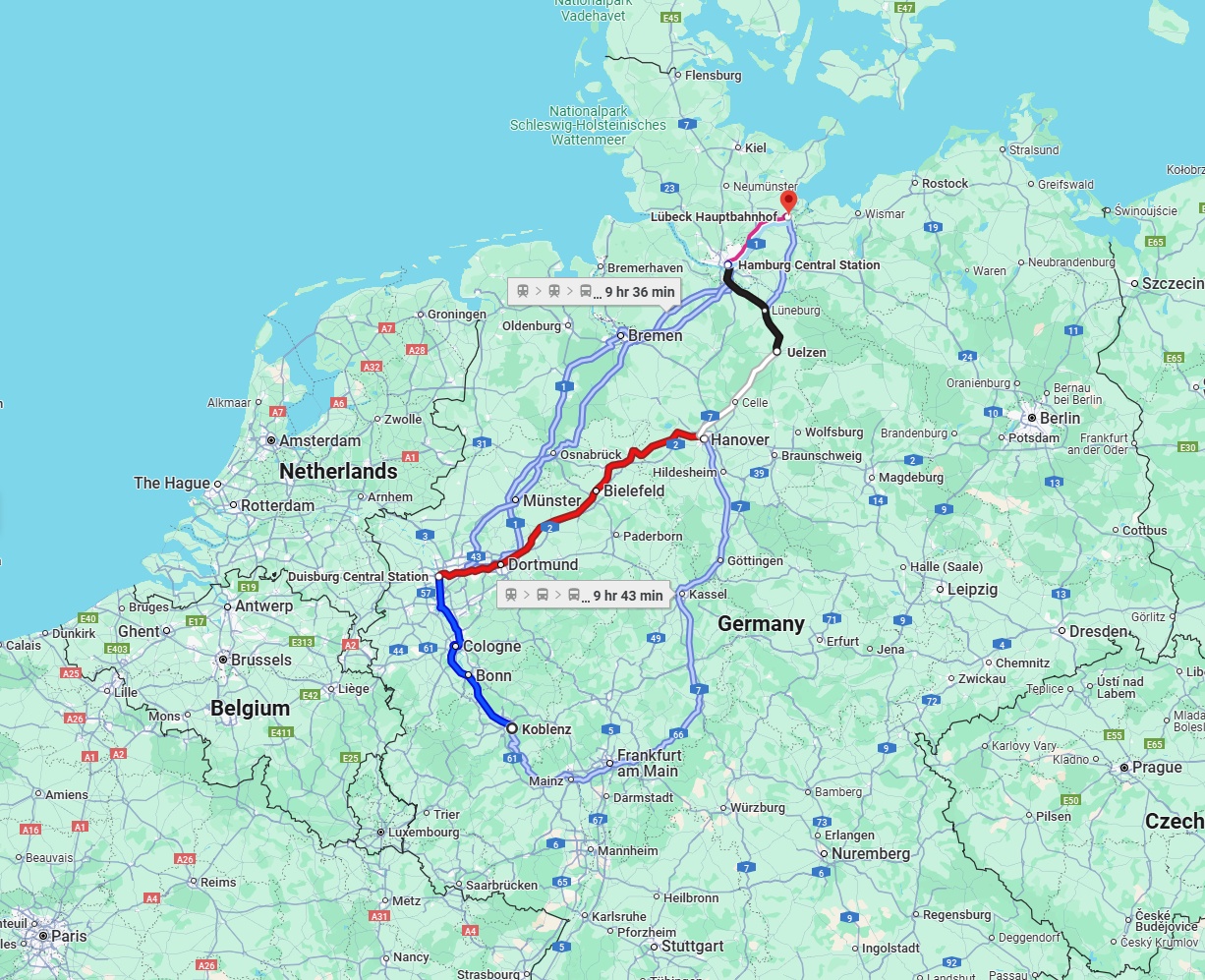 Anreise von Koblenz Zu Lübeck Über 
