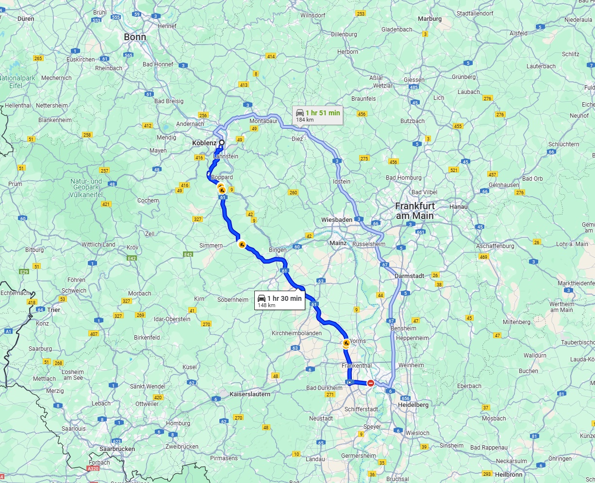Anreise von Koblenz Zu Ludwigshafen am Rhein Über via A61