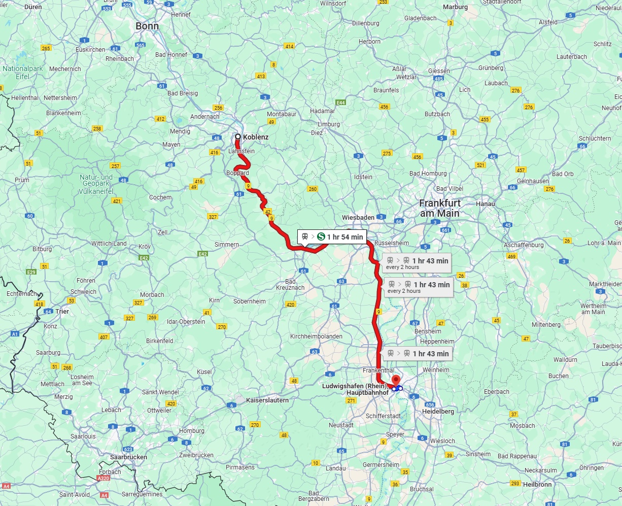 Anreise von Koblenz Zu Ludwigshafen am Rhein Über 