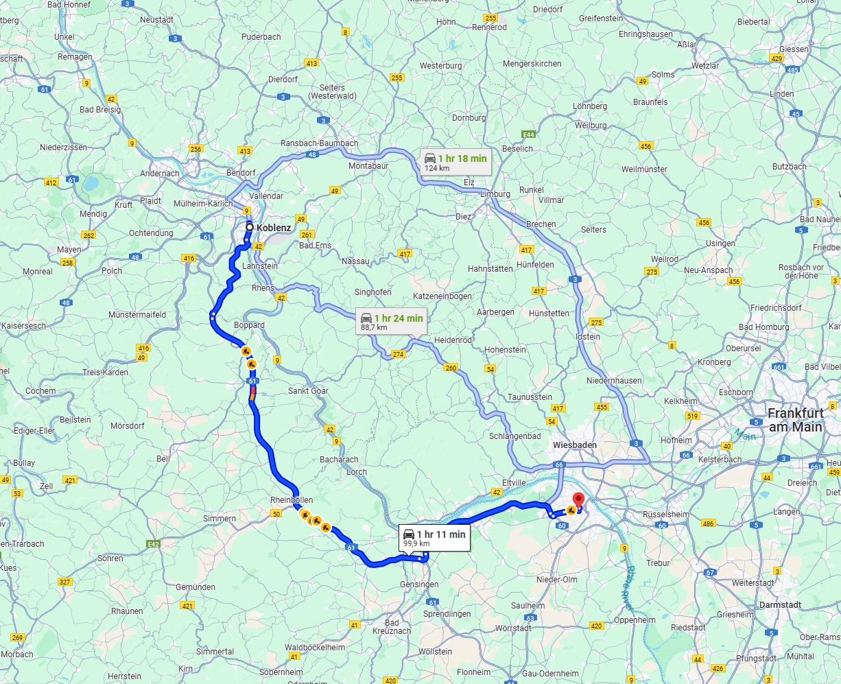 Anreise von Koblenz Zu Mainz Über via A61