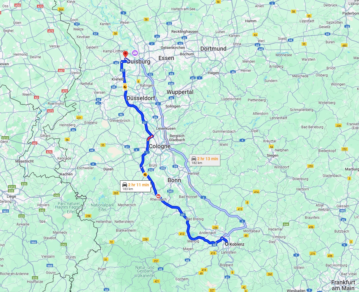 Anreise von Koblenz Zu Moers Über via A61 and A57