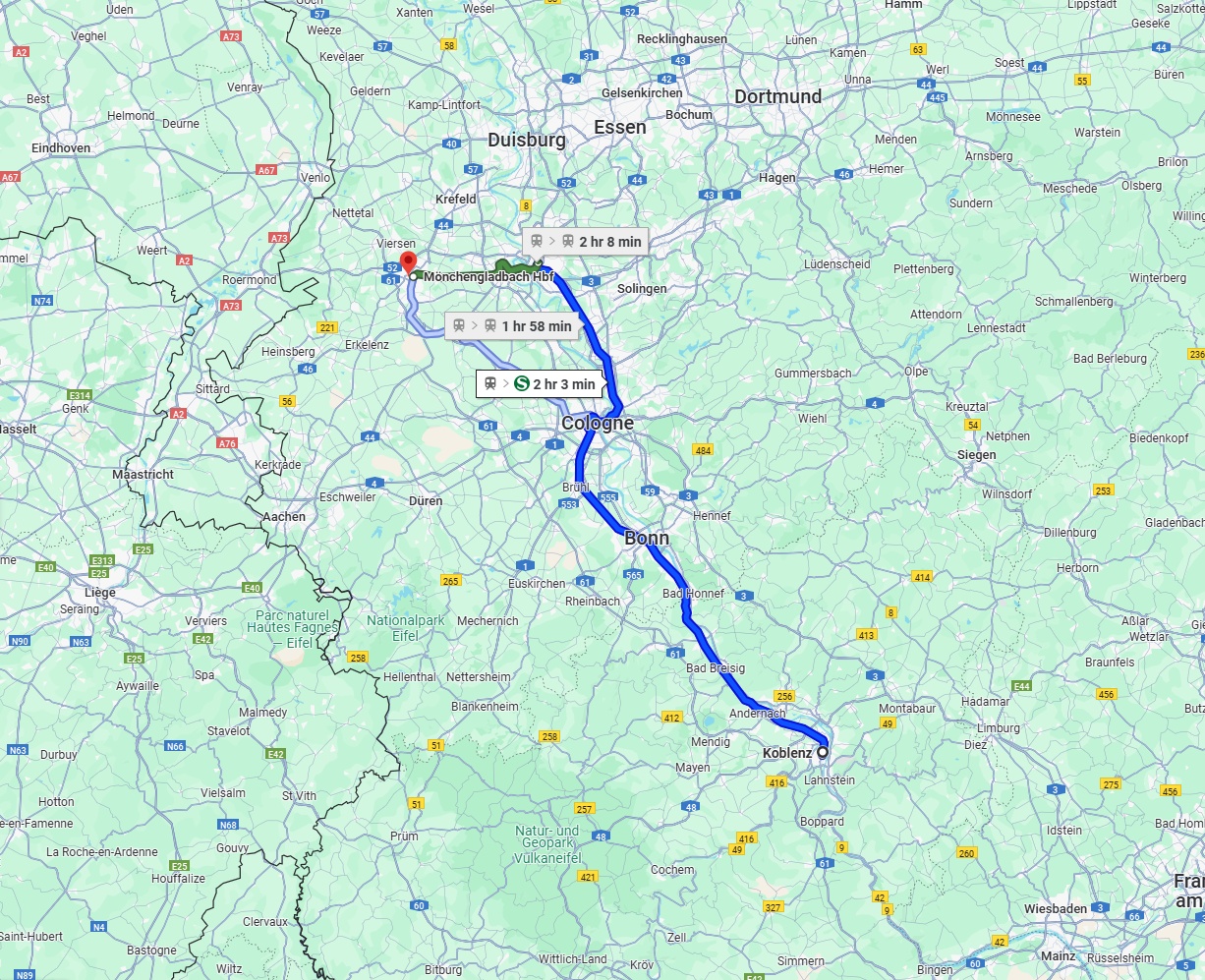 Anreise von Koblenz Zu Mönchengladbach Über 