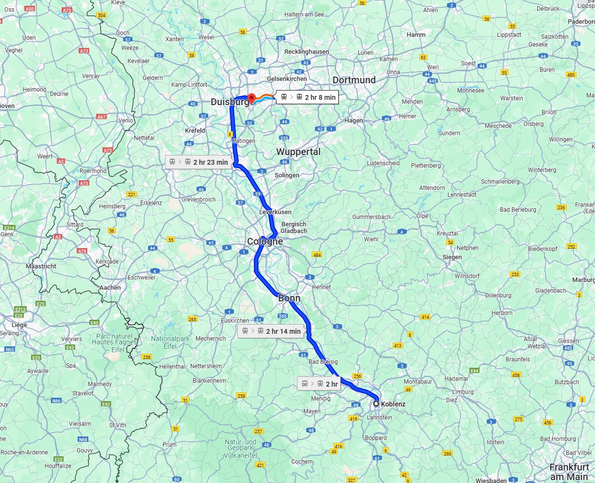 Anreise von Koblenz Zu Mülheim an der Ruhr Über 