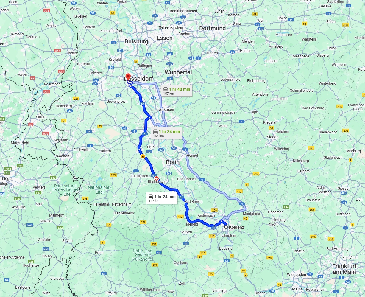 Anreise von Koblenz Zu Neuss Über via A61
