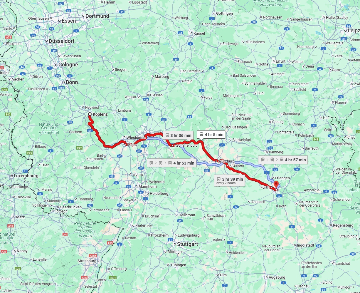 Anreise von Koblenz Zu Nürnberg Über 
