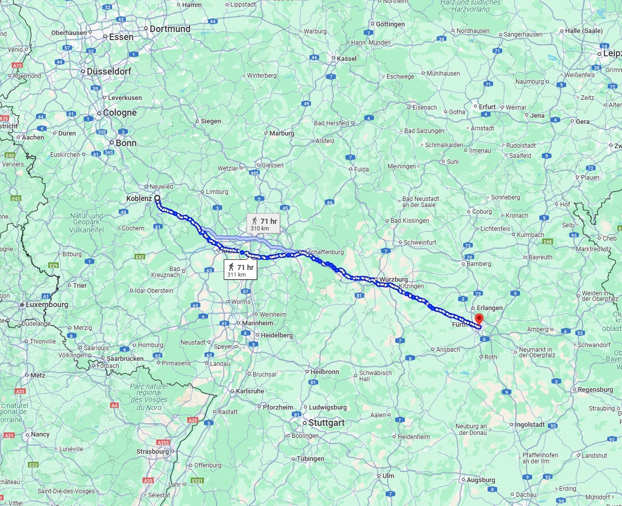 Anreise von Koblenz Zu Nürnberg Über 