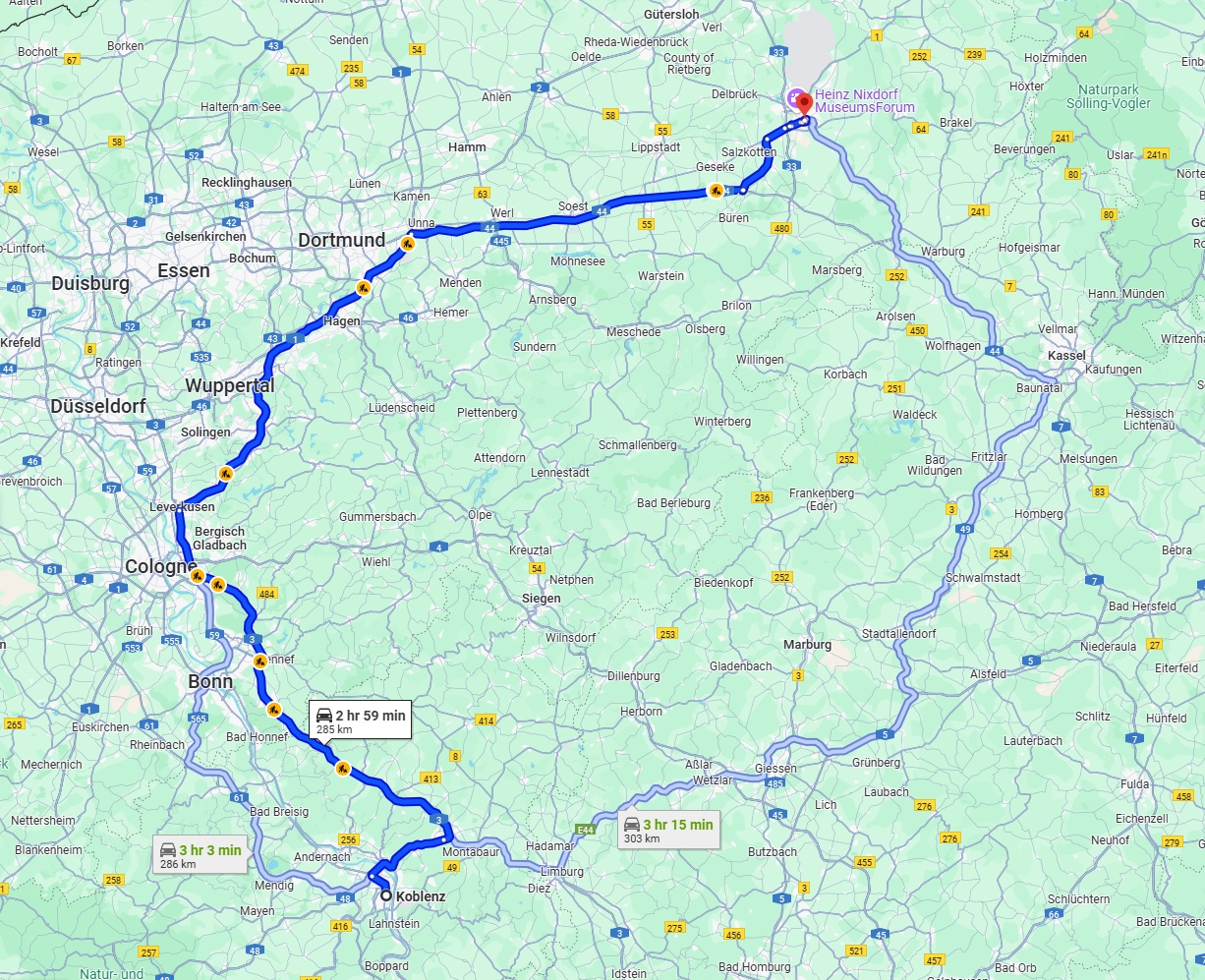 Anreise von Koblenz Zu Paderborn Über via A3 and A1