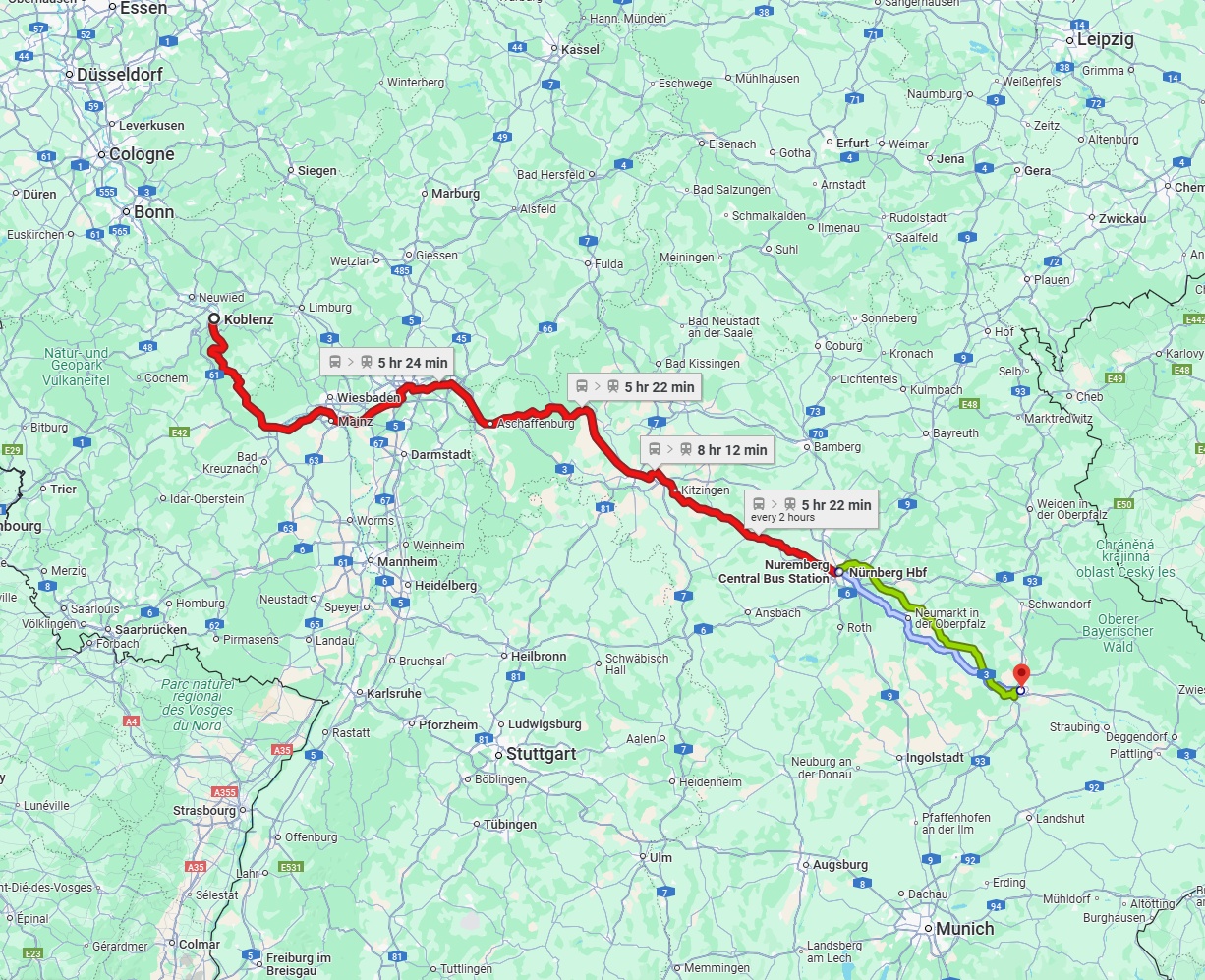 Anreise von Koblenz Zu Regensburg Über 
