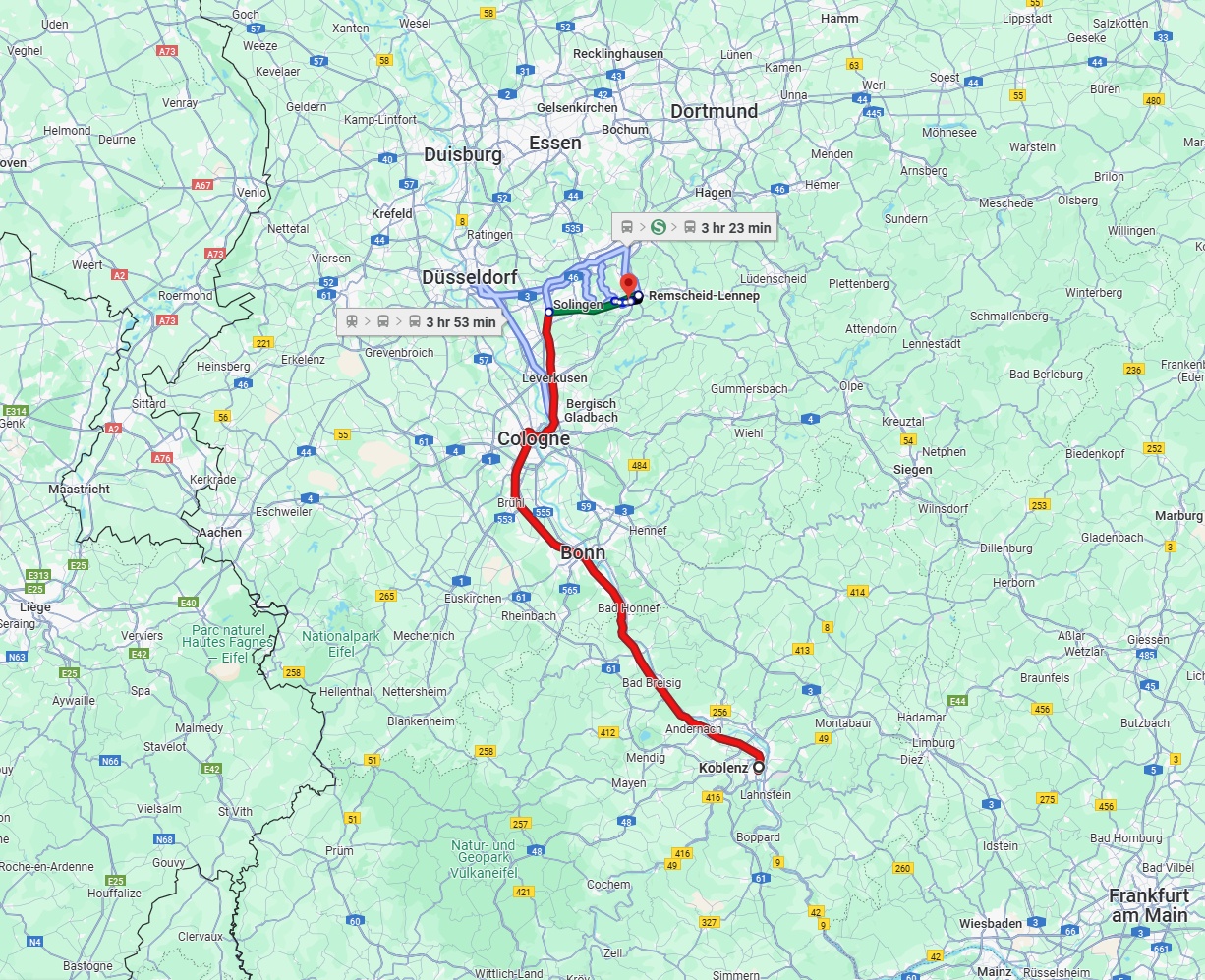 Anreise von Koblenz Zu Remscheid Über 
