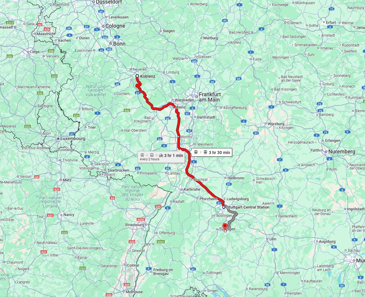 Anreise von Koblenz Zu Reutlingen Über 