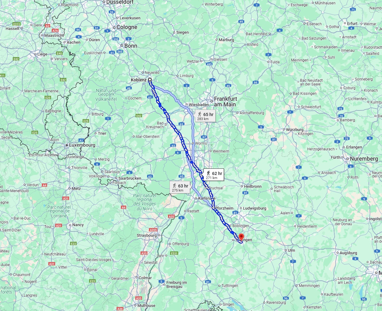 Anreise von Koblenz Zu Reutlingen Über 