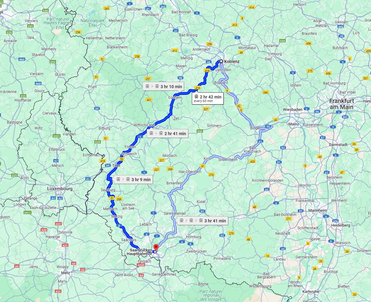 Anreise von Koblenz Zu Saarbrücken Über 