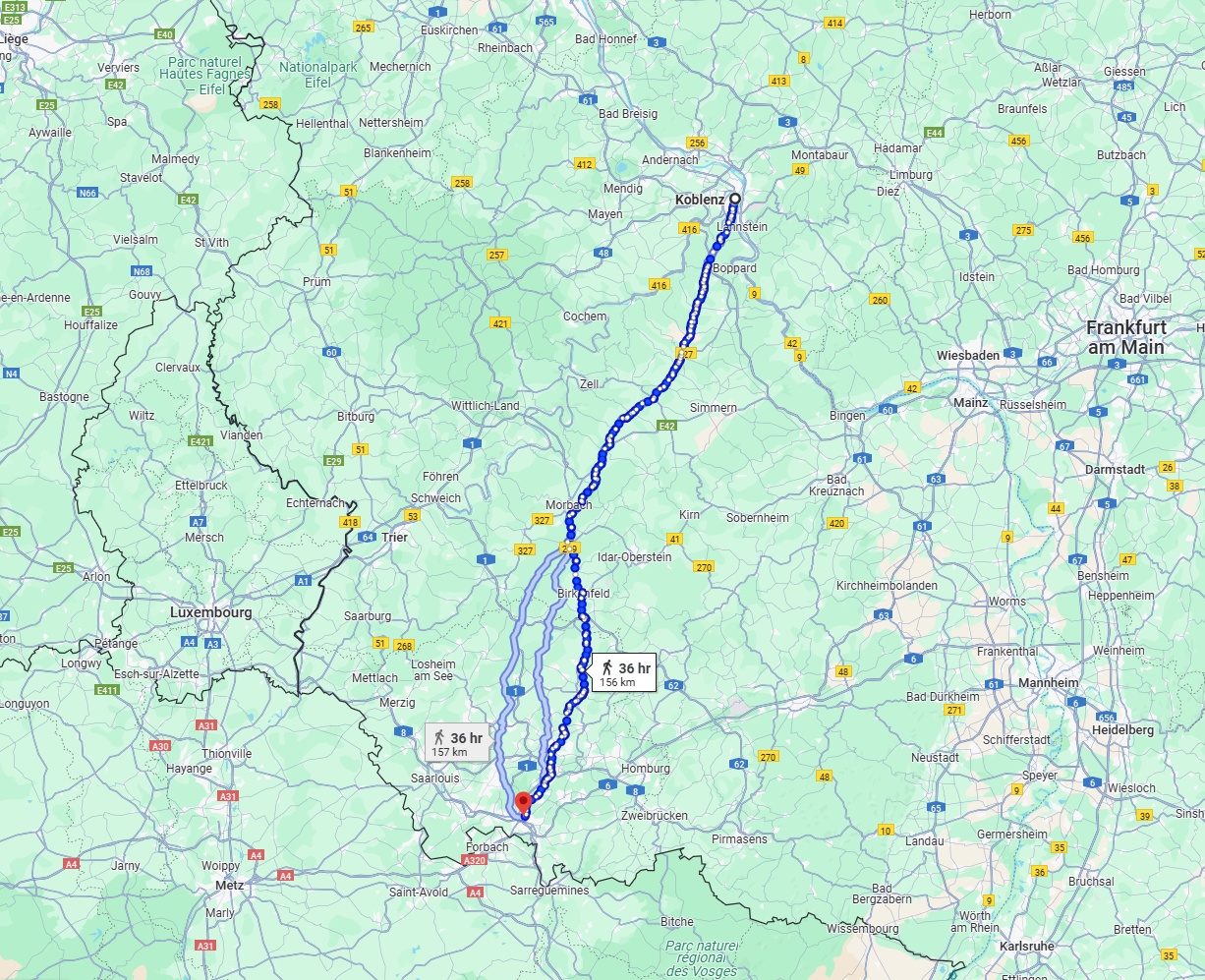 Anreise von Koblenz Zu Saarbrücken Über 