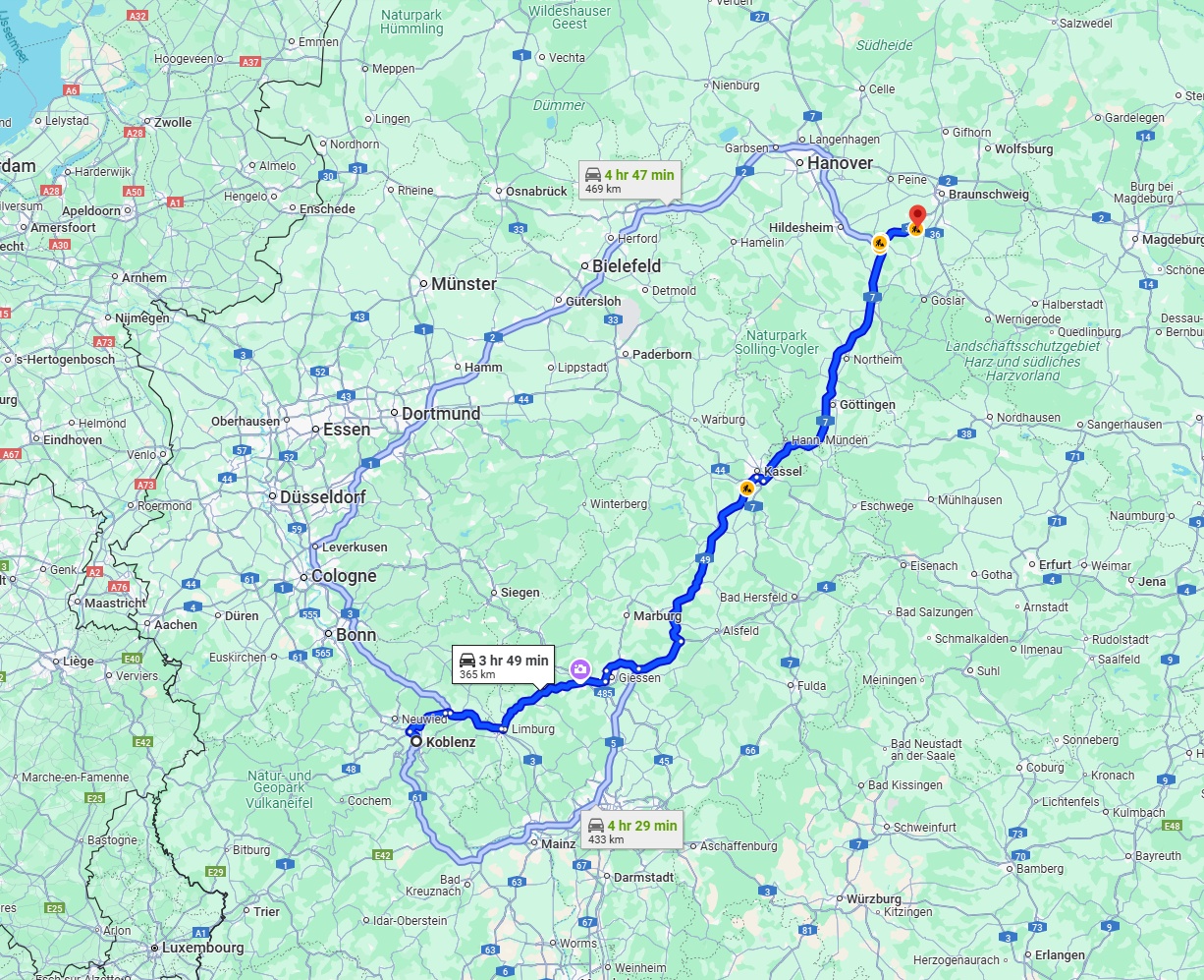 Anreise von Koblenz Zu Salzgitter Über via A7