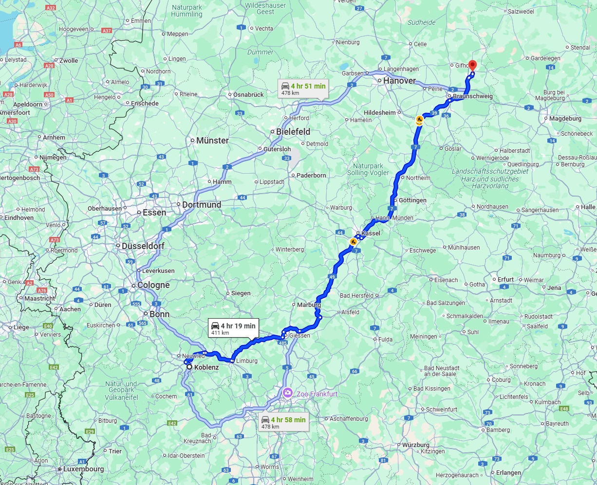 Anreise von Koblenz Zu Wolfsburg Über via A7