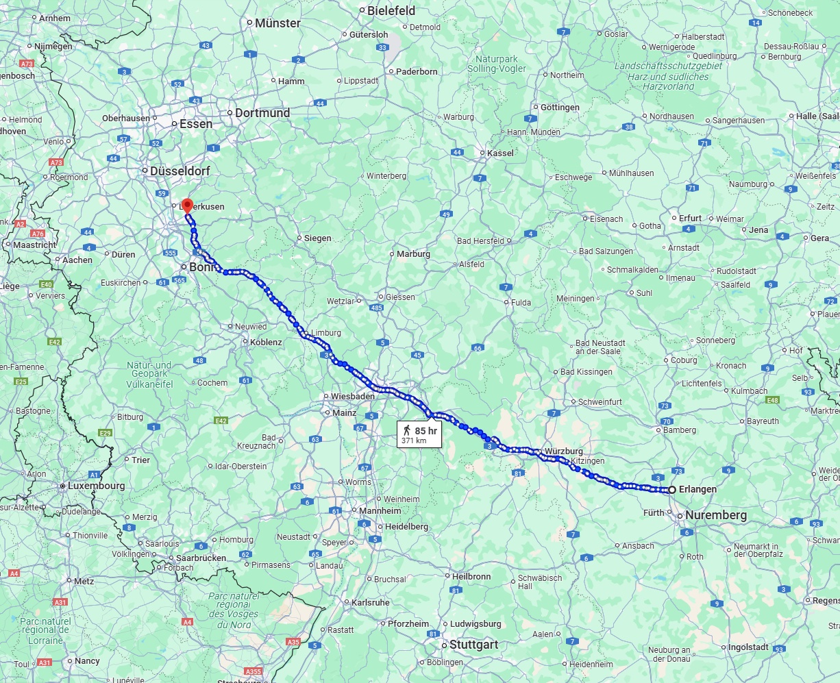 Anreise von Erlangen Zu Bergisch Gladbach Über 