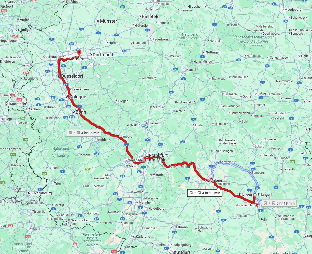 Anreise von Erlangen Zu Bochum Über 