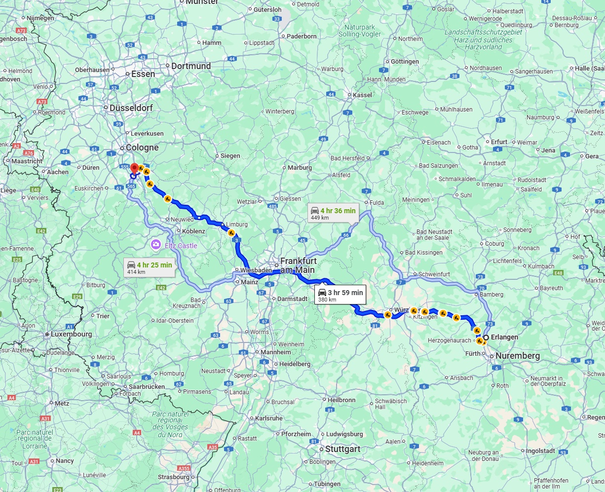 Anreise von Erlangen Zu Bonn Über via A3