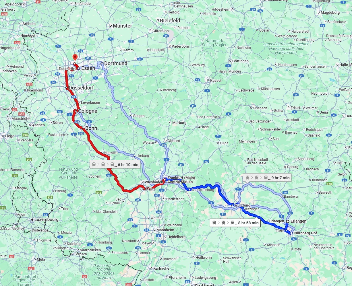 Anreise von Erlangen Zu Bottrop Über 