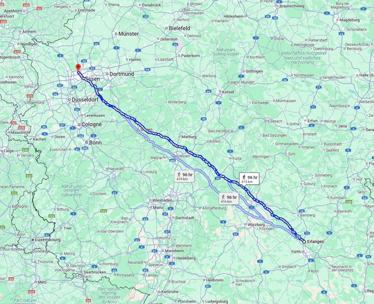 Anreise von Erlangen Zu Bottrop Über 