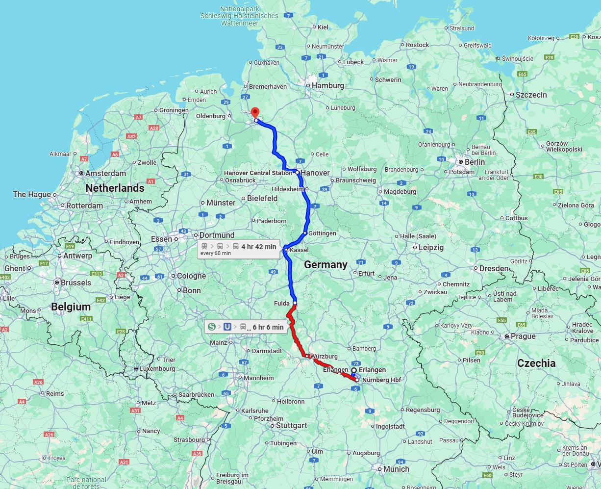 Anreise von Erlangen Zu Bremen Über 
