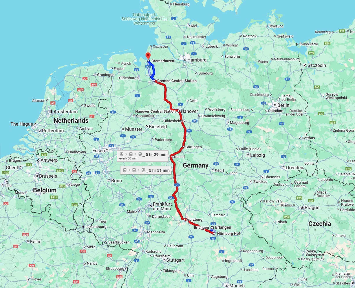 Anreise von Erlangen Zu Bremerhaven Über 