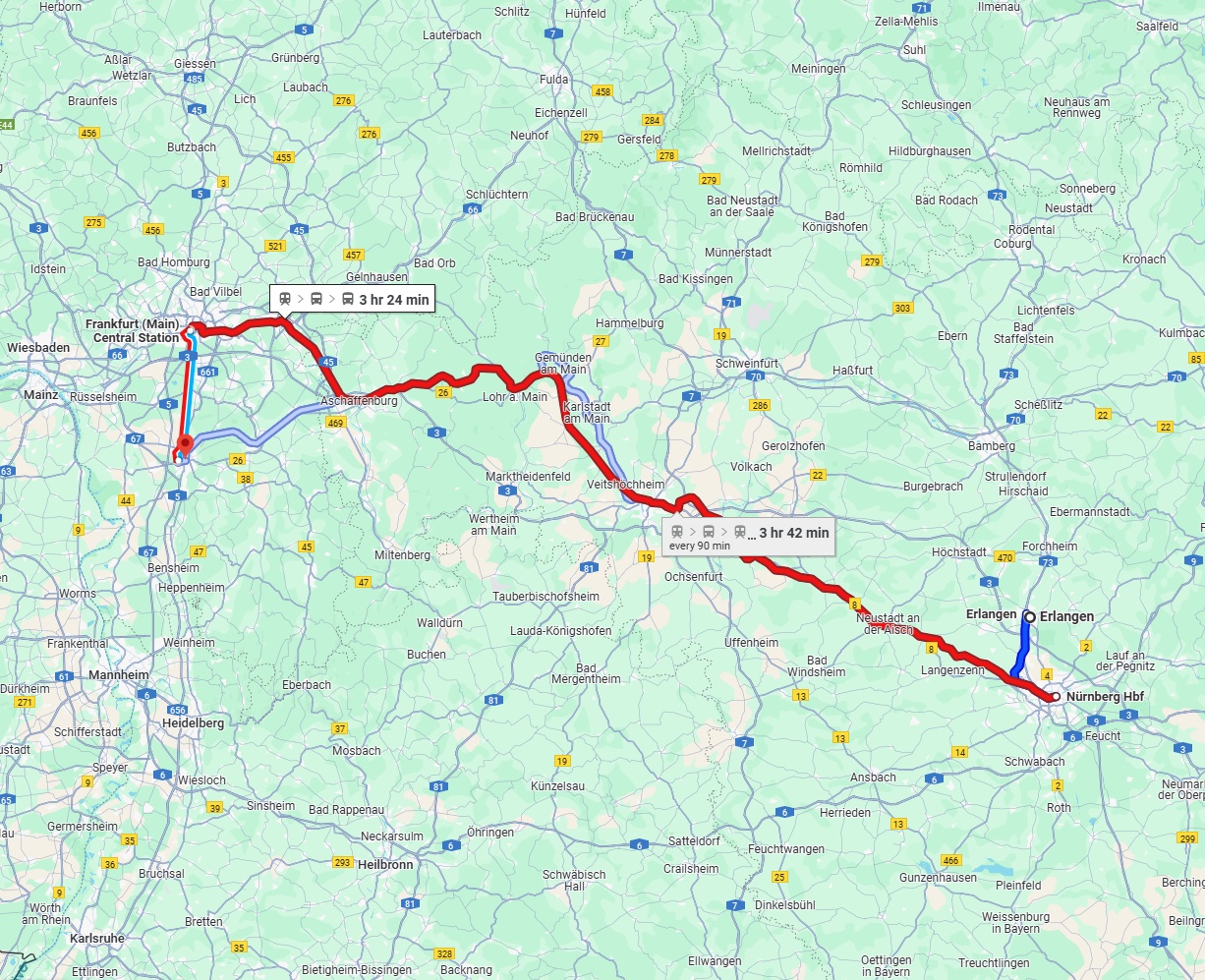 Anreise von Erlangen Zu Darmstadt Über 